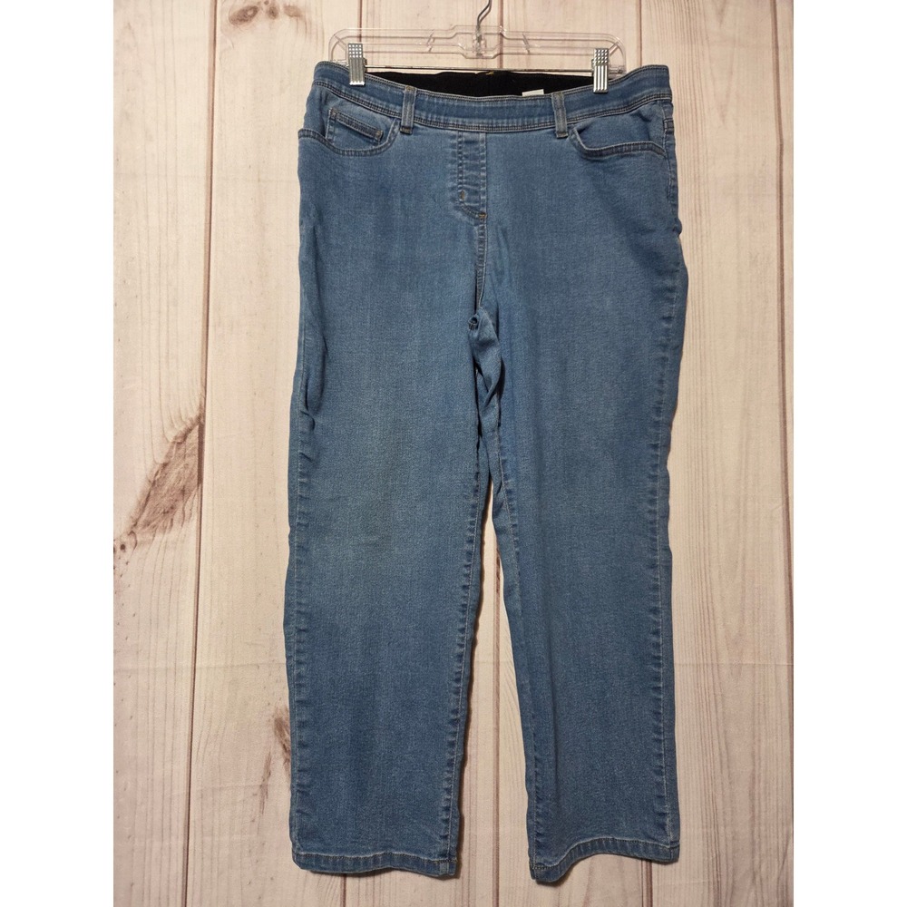 Allison Daley Petite Blue Pull On Straight Leg Jeans Medium Wash Size 14P